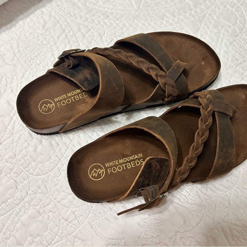 Brown Braided Strap Sandals